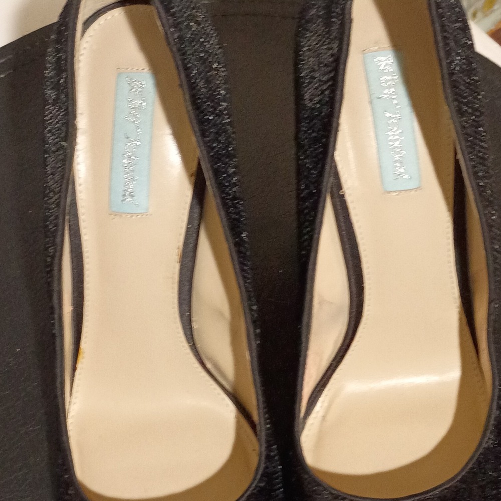 Betsey Johnson SB-Lou Black Sequin Chunky Heels Size 9.5 Shiny Sexy‎ Pumps - Picture 9 of 15